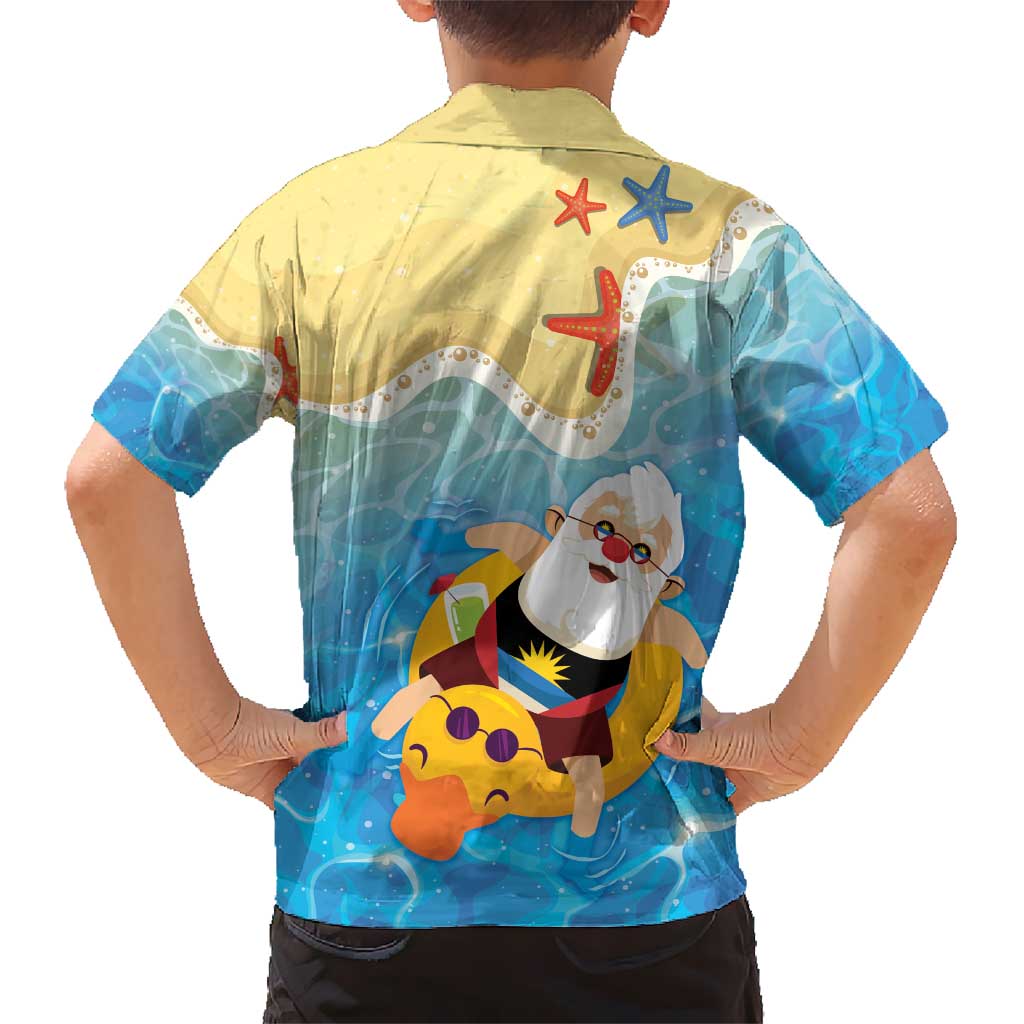 Antigua and Barbuda Christmas Kid Hawaiian Shirt Chilling Santa - Wonder Print Shop