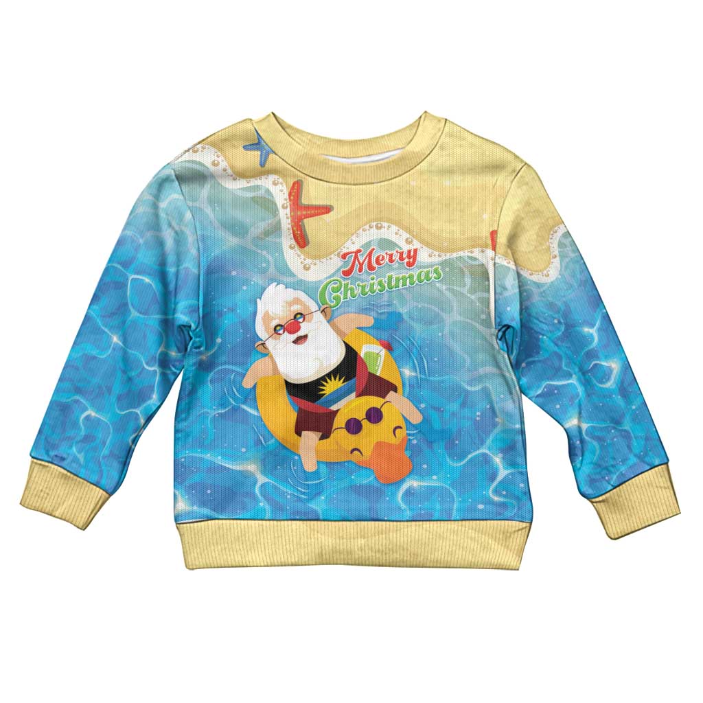 Antigua and Barbuda Christmas Kid Ugly Christmas Sweater Chilling Santa - Wonder Print Shop