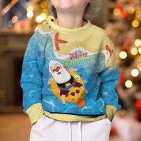 Antigua and Barbuda Christmas Kid Ugly Christmas Sweater Chilling Santa - Wonder Print Shop