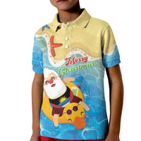 Antigua and Barbuda Christmas Kid Polo Shirt Chilling Santa - Wonder Print Shop