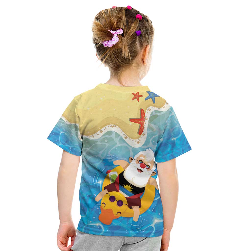 Antigua and Barbuda Christmas Kid T Shirt Chilling Santa - Wonder Print Shop