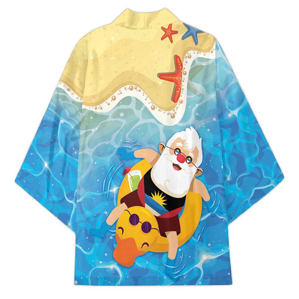 Antigua and Barbuda Christmas Kimono Chilling Santa - Wonder Print Shop