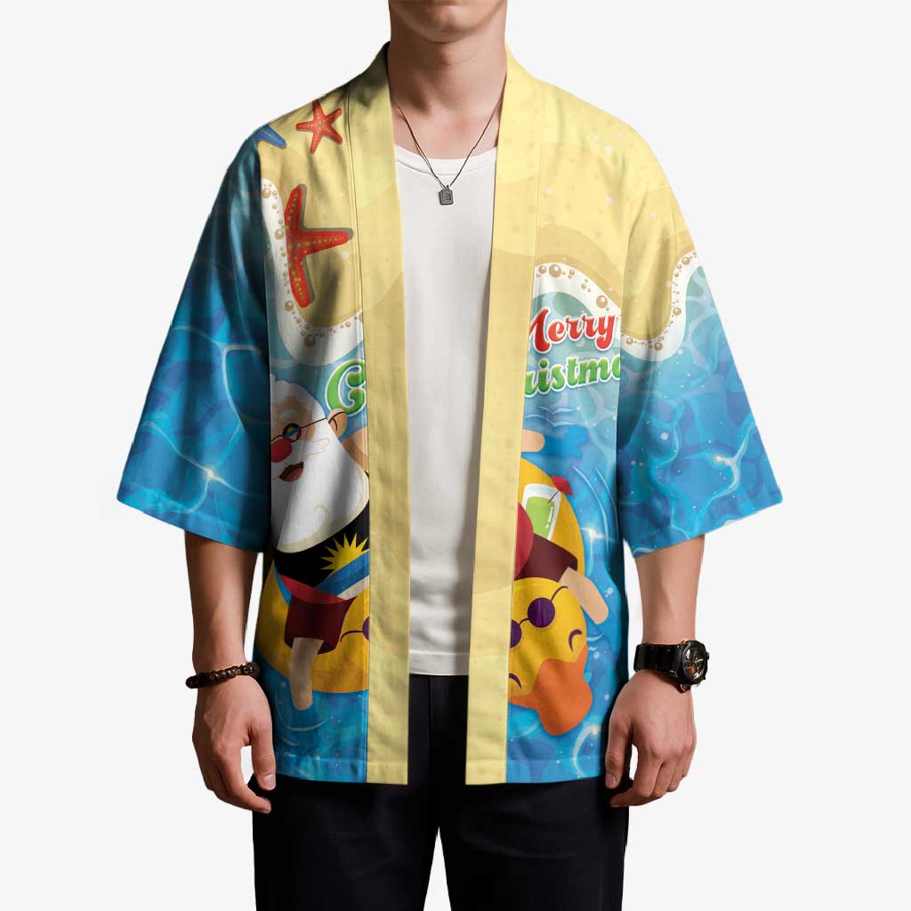 Antigua and Barbuda Christmas Kimono Chilling Santa - Wonder Print Shop