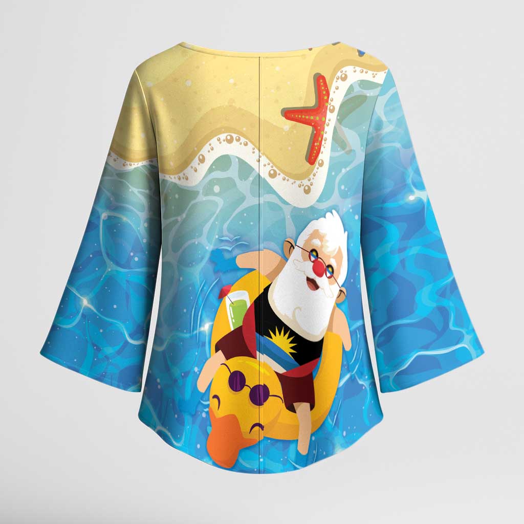 Antigua and Barbuda Christmas Kimono Sleeve Blouse Chilling Santa - Wonder Print Shop