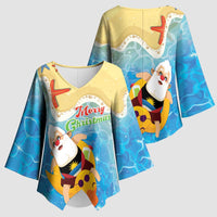 Antigua and Barbuda Christmas Kimono Sleeve Blouse Chilling Santa - Wonder Print Shop