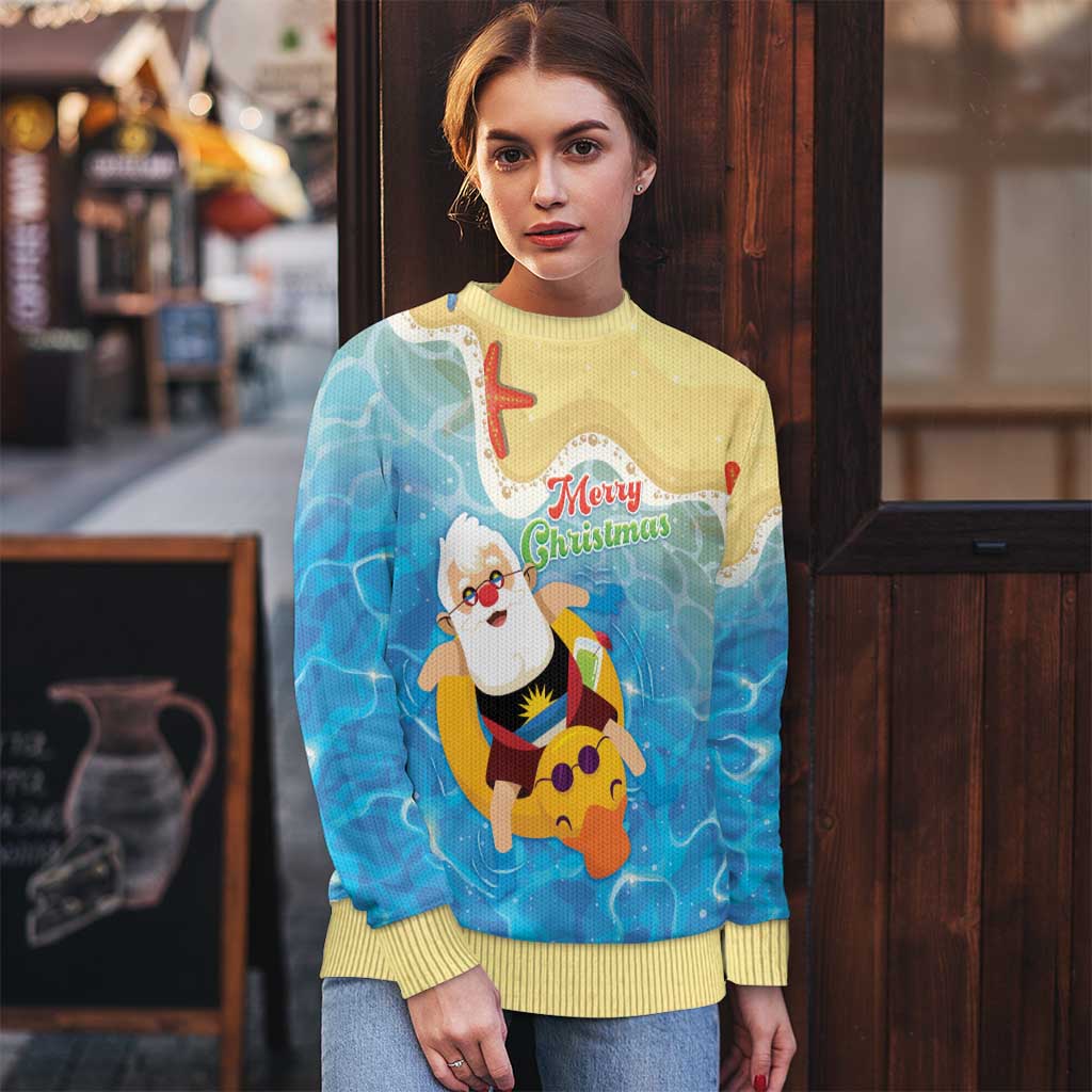 Antigua and Barbuda Christmas Ugly Christmas Sweater Chilling Santa - Wonder Print Shop
