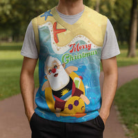 Antigua and Barbuda Christmas Knitted V-Neck Vest Chilling Santa - Wonder Print Shop