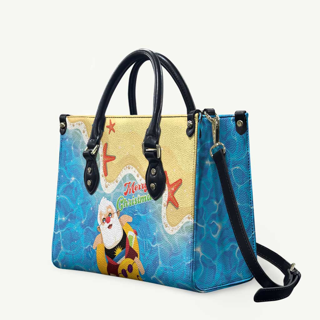 Antigua and Barbuda Christmas Leather Bag Chilling Santa - Wonder Print Shop