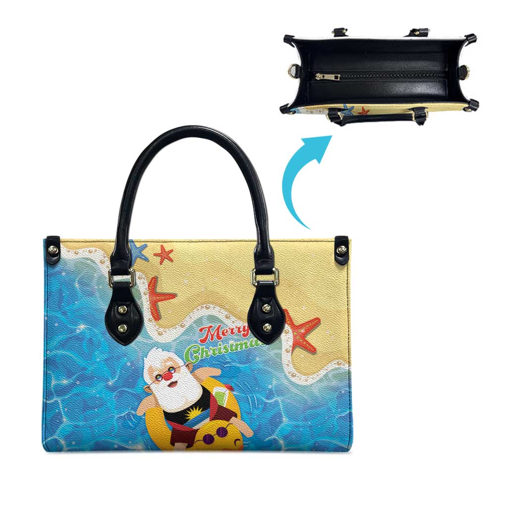 Antigua and Barbuda Christmas Leather Bag Chilling Santa - Wonder Print Shop