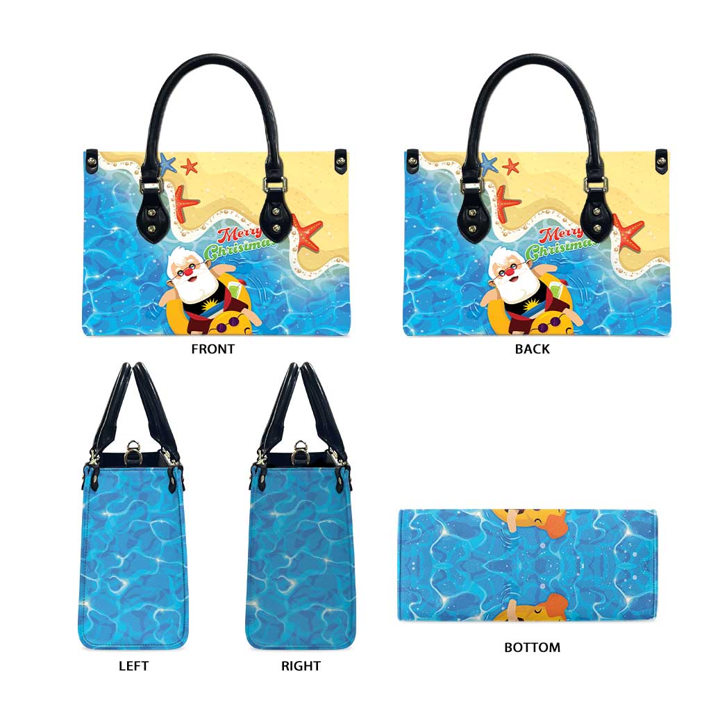 Antigua and Barbuda Christmas Leather Bag Chilling Santa - Wonder Print Shop