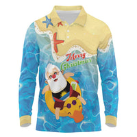 Antigua and Barbuda Christmas Long Sleeve Polo Shirt Chilling Santa - Wonder Print Shop