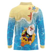 Antigua and Barbuda Christmas Long Sleeve Polo Shirt Chilling Santa - Wonder Print Shop