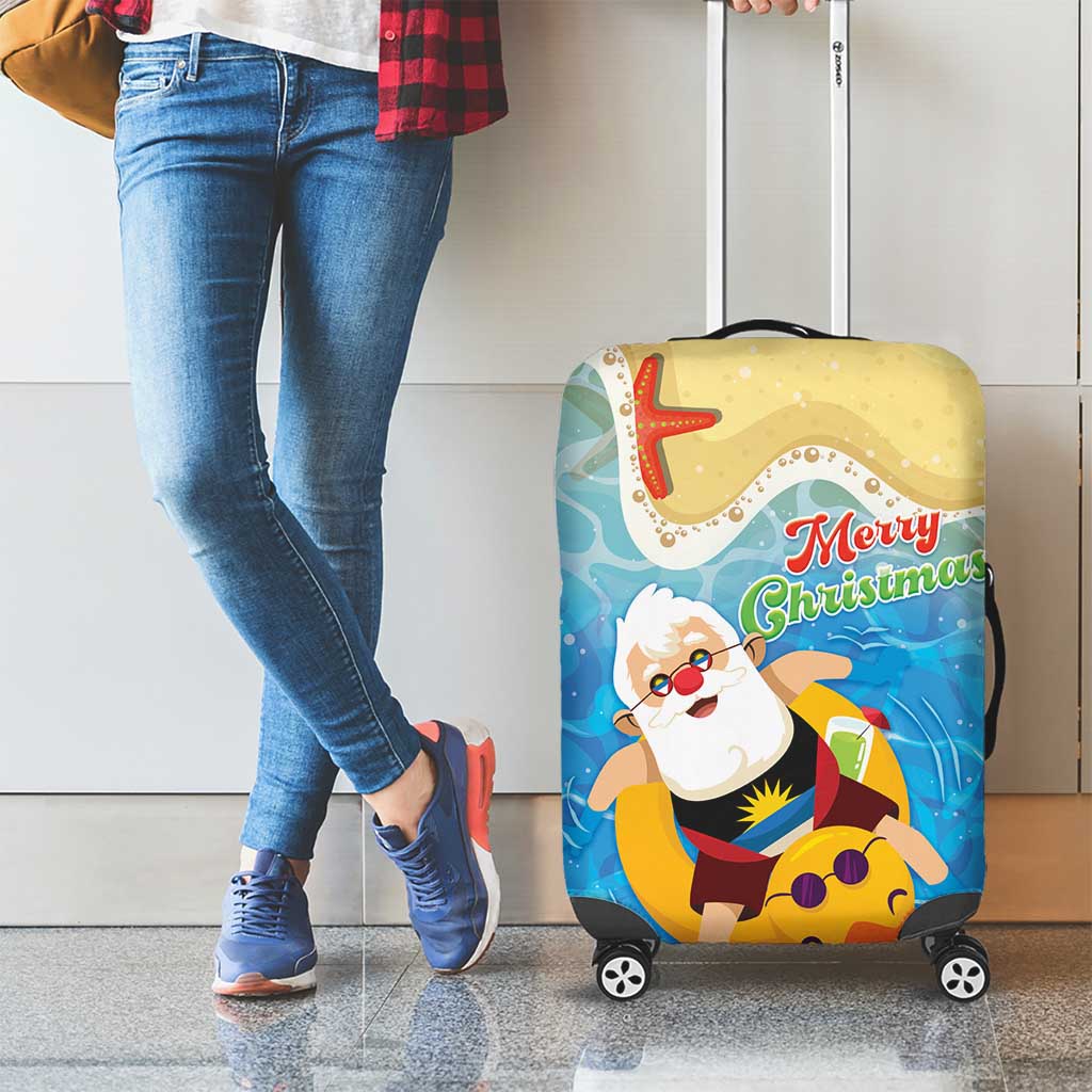 Antigua and Barbuda Christmas Luggage Cover Chilling Santa - Wonder Print Shop