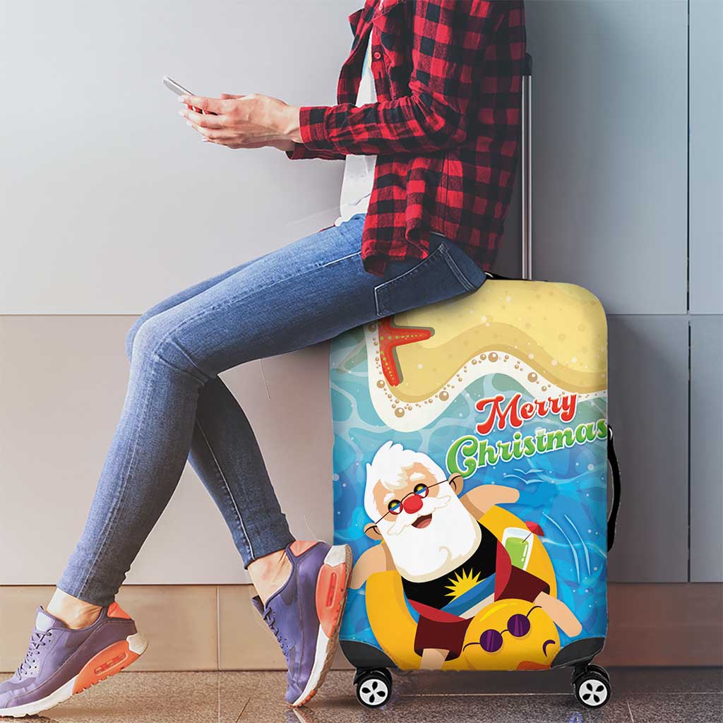 Antigua and Barbuda Christmas Luggage Cover Chilling Santa - Wonder Print Shop