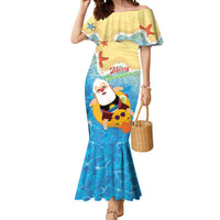 Antigua and Barbuda Christmas Mermaid Dress Chilling Santa - Wonder Print Shop