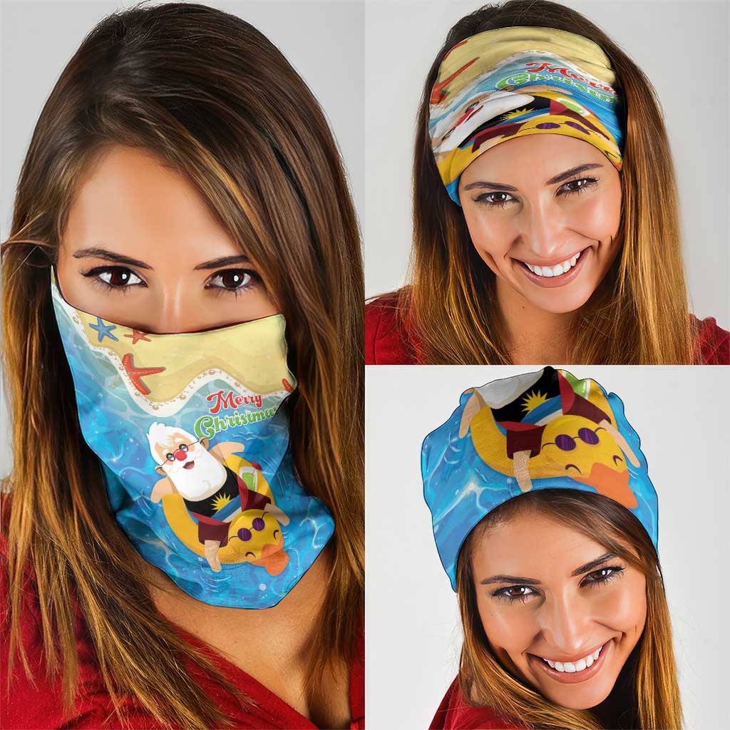 Antigua and Barbuda Christmas Neck Gaiter Chilling Santa - Wonder Print Shop