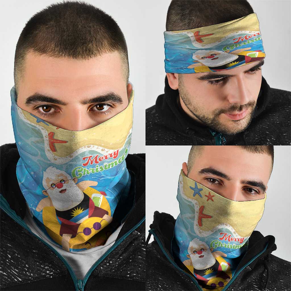 Antigua and Barbuda Christmas Neck Gaiter Chilling Santa - Wonder Print Shop