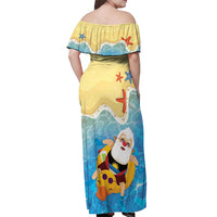 Antigua and Barbuda Christmas Off Shoulder Maxi Dress Chilling Santa - Wonder Print Shop