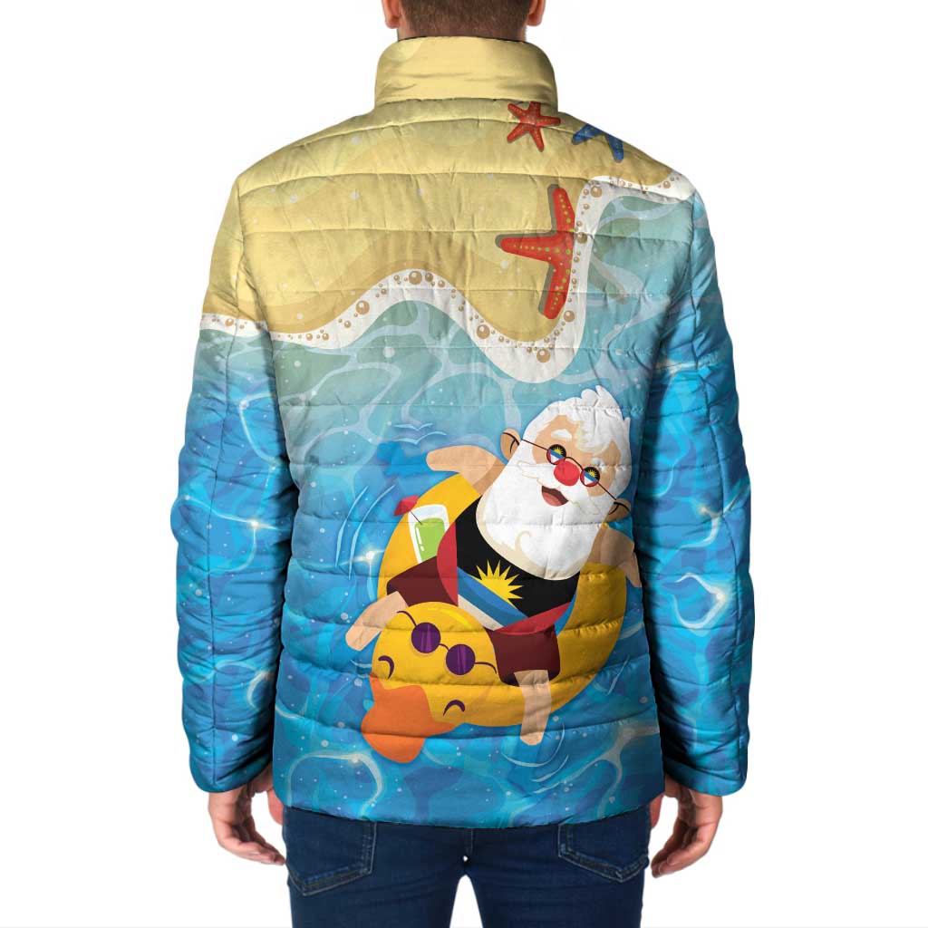 Antigua and Barbuda Christmas Padded Jacket Chilling Santa - Wonder Print Shop