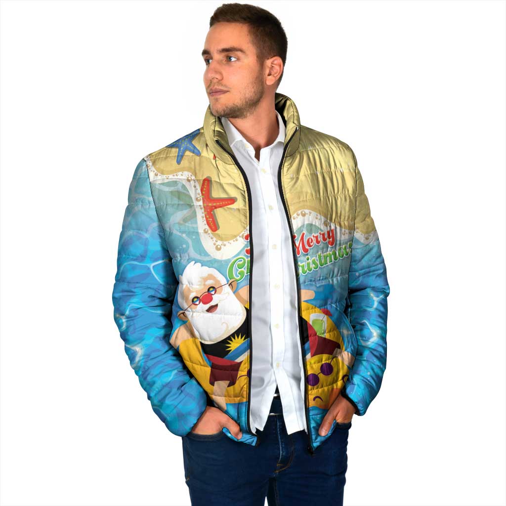 Antigua and Barbuda Christmas Padded Jacket Chilling Santa - Wonder Print Shop
