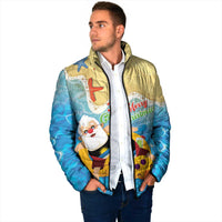 Antigua and Barbuda Christmas Padded Jacket Chilling Santa - Wonder Print Shop