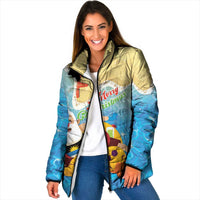 Antigua and Barbuda Christmas Padded Jacket Chilling Santa - Wonder Print Shop