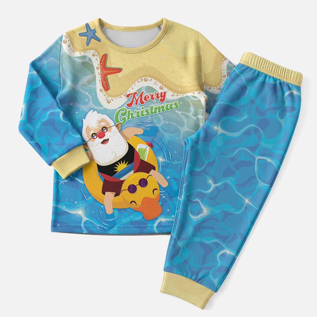 Antigua and Barbuda Christmas Pajama Set Chilling Santa - Wonder Print Shop