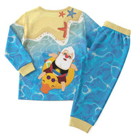 Antigua and Barbuda Christmas Pajama Set Chilling Santa - Wonder Print Shop