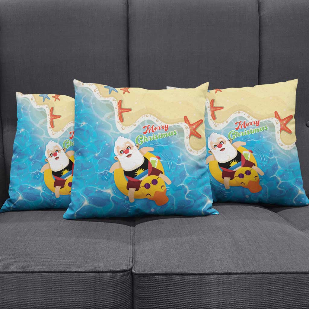 Antigua and Barbuda Christmas Pillow Cover Chilling Santa - Wonder Print Shop
