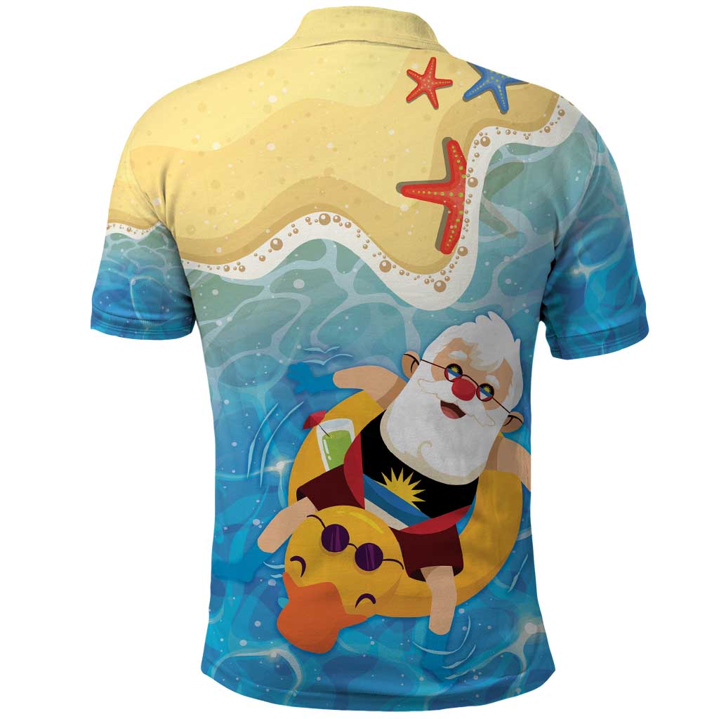 Antigua and Barbuda Christmas Polo Shirt Chilling Santa - Wonder Print Shop