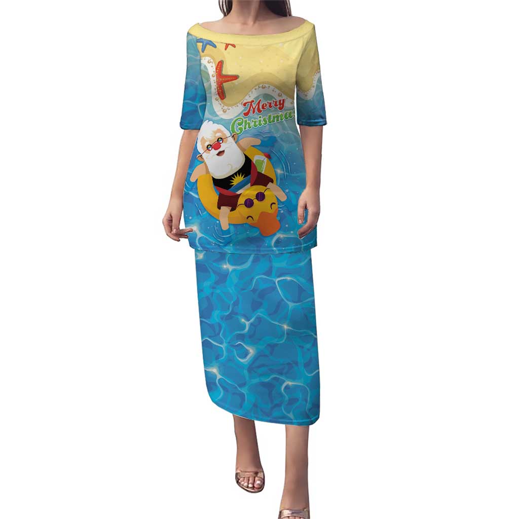 Antigua and Barbuda Christmas Puletasi Chilling Santa - Wonder Print Shop