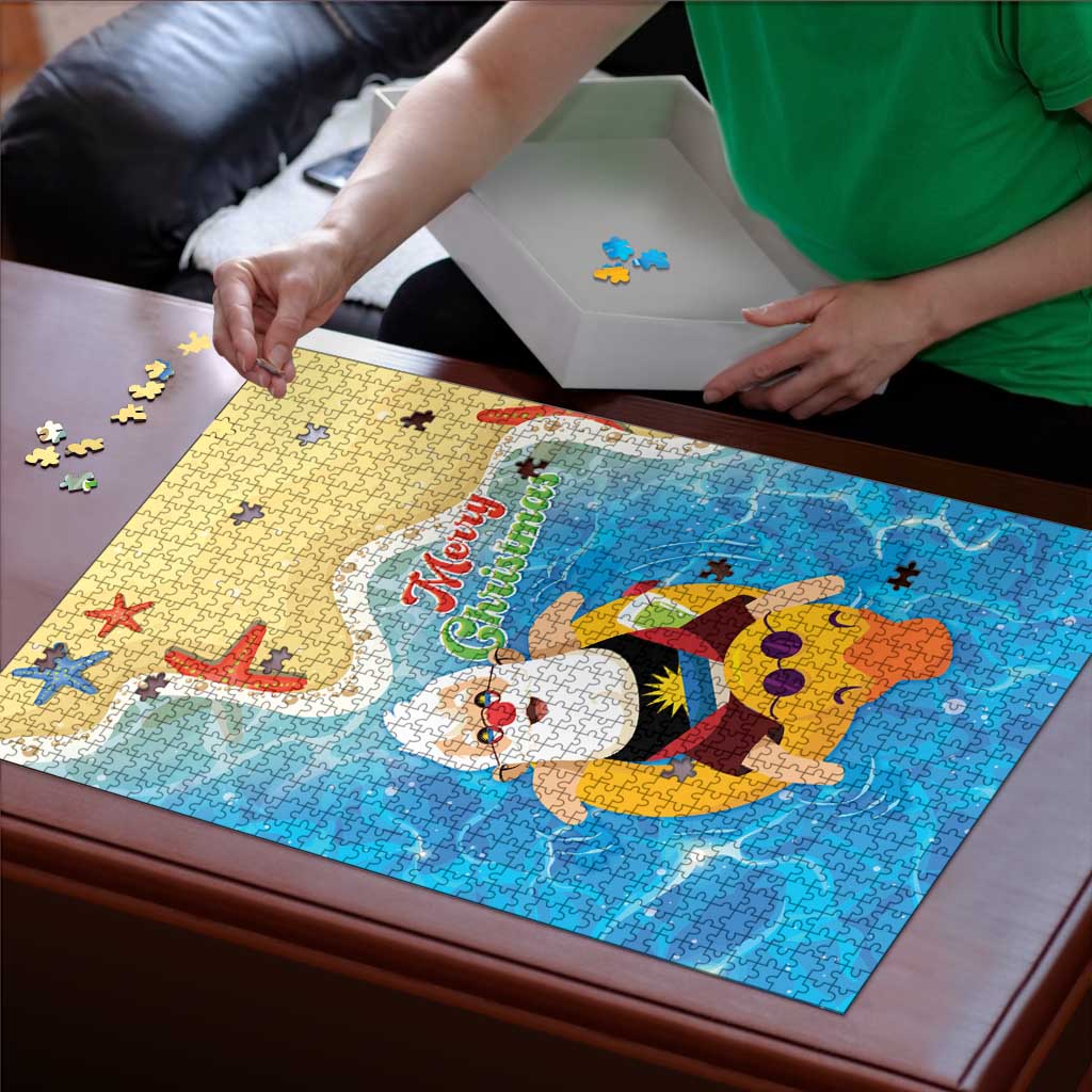 Antigua and Barbuda Christmas Puzzle Chilling Santa - Wonder Print Shop