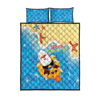 Antigua and Barbuda Christmas Quilt Bed Set Chilling Santa - Wonder Print Shop