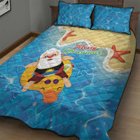 Antigua and Barbuda Christmas Quilt Bed Set Chilling Santa - Wonder Print Shop