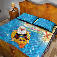 Antigua and Barbuda Christmas Quilt Bed Set Chilling Santa - Wonder Print Shop