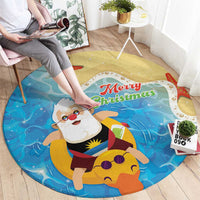 Antigua and Barbuda Christmas Round Carpet Chilling Santa - Wonder Print Shop