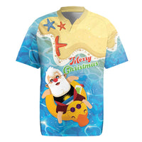 Antigua and Barbuda Christmas Rugby Jersey Chilling Santa - Wonder Print Shop