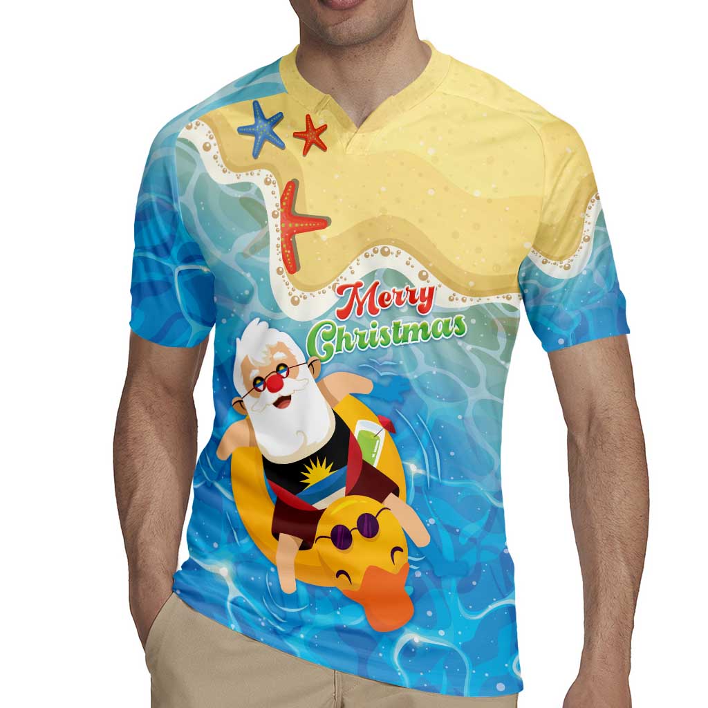 Antigua and Barbuda Christmas Rugby Jersey Chilling Santa - Wonder Print Shop