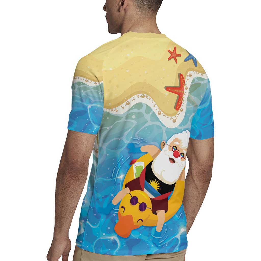Antigua and Barbuda Christmas Rugby Jersey Chilling Santa - Wonder Print Shop