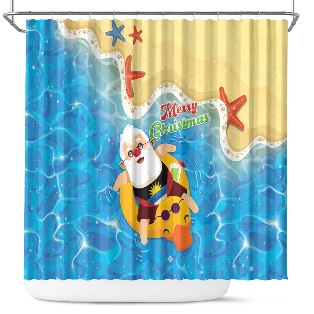 Antigua and Barbuda Christmas Shower Curtain Chilling Santa - Wonder Print Shop