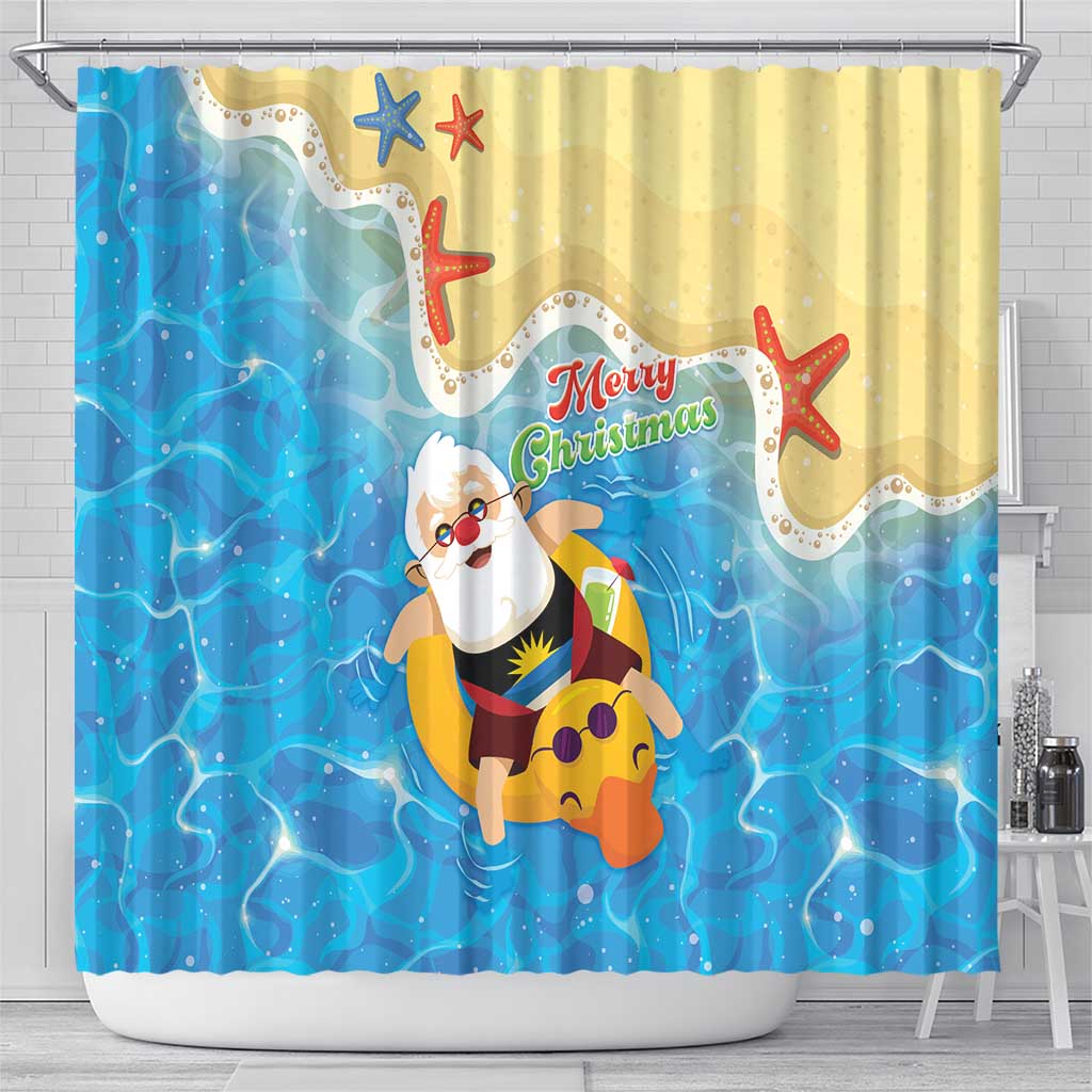 Antigua and Barbuda Christmas Shower Curtain Chilling Santa - Wonder Print Shop
