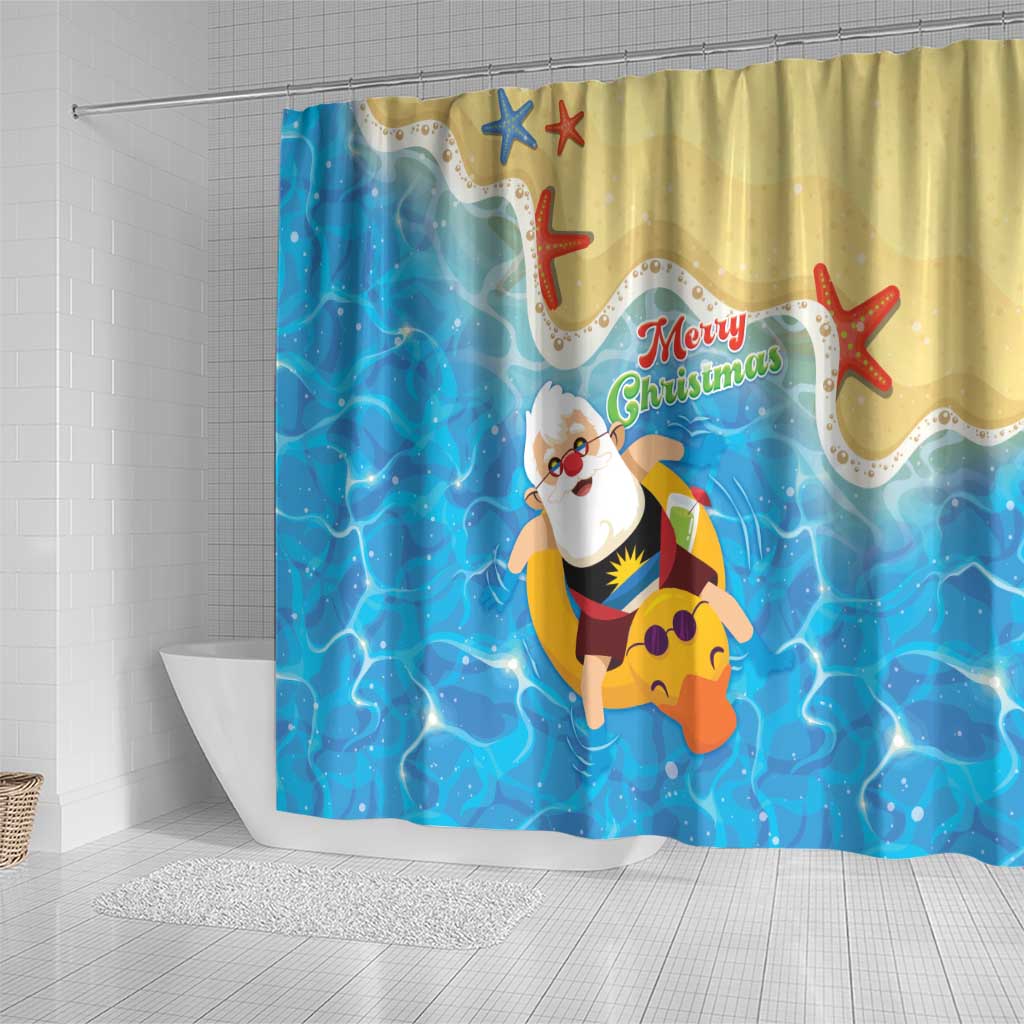 Antigua and Barbuda Christmas Shower Curtain Chilling Santa - Wonder Print Shop