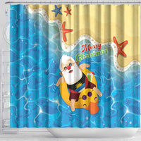 Antigua and Barbuda Christmas Shower Curtain Chilling Santa - Wonder Print Shop