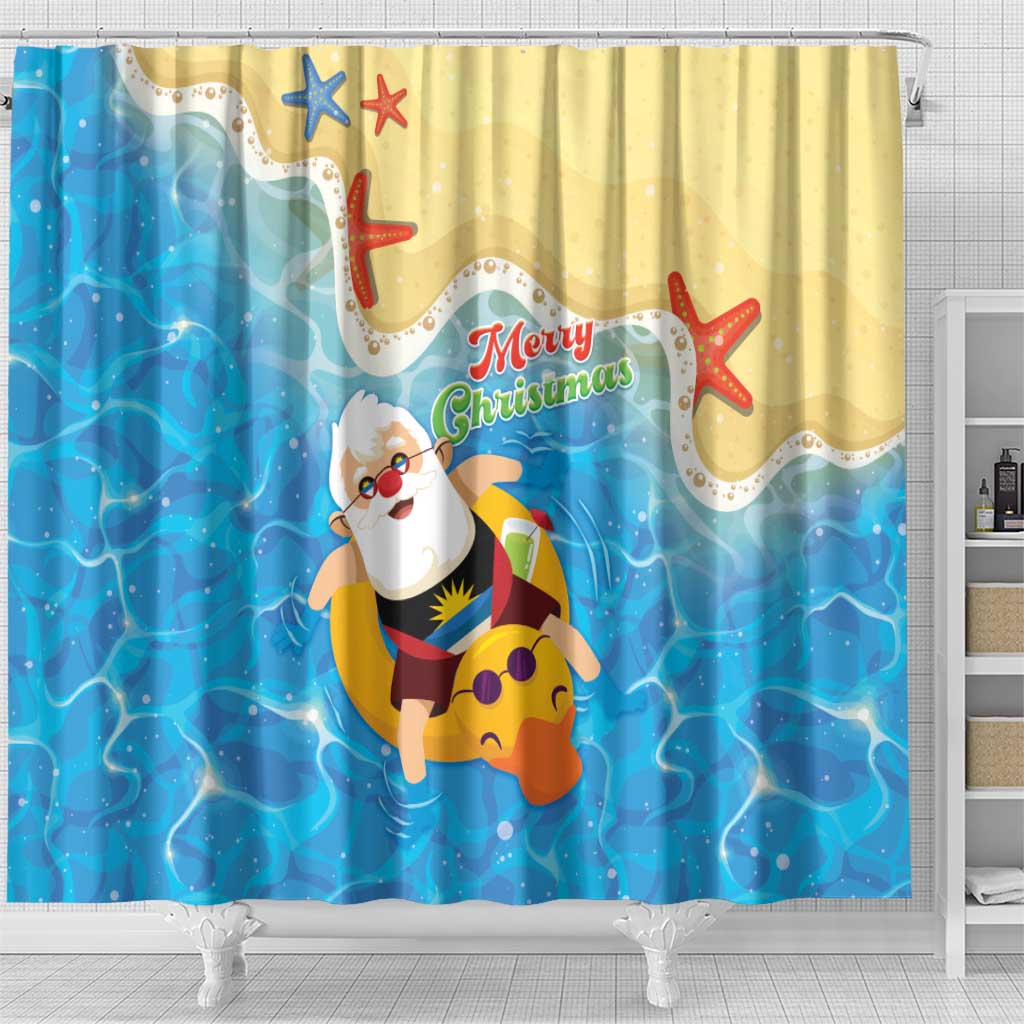 Antigua and Barbuda Christmas Shower Curtain Chilling Santa - Wonder Print Shop