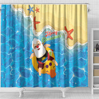 Antigua and Barbuda Christmas Shower Curtain Chilling Santa - Wonder Print Shop