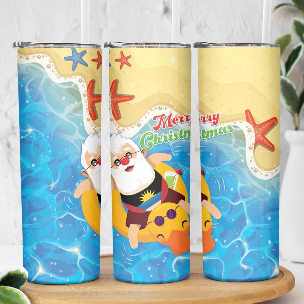 Antigua and Barbuda Christmas Skinny Tumbler Chilling Santa - Wonder Print Shop