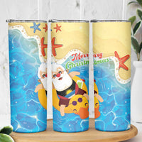 Antigua and Barbuda Christmas Skinny Tumbler Chilling Santa - Wonder Print Shop