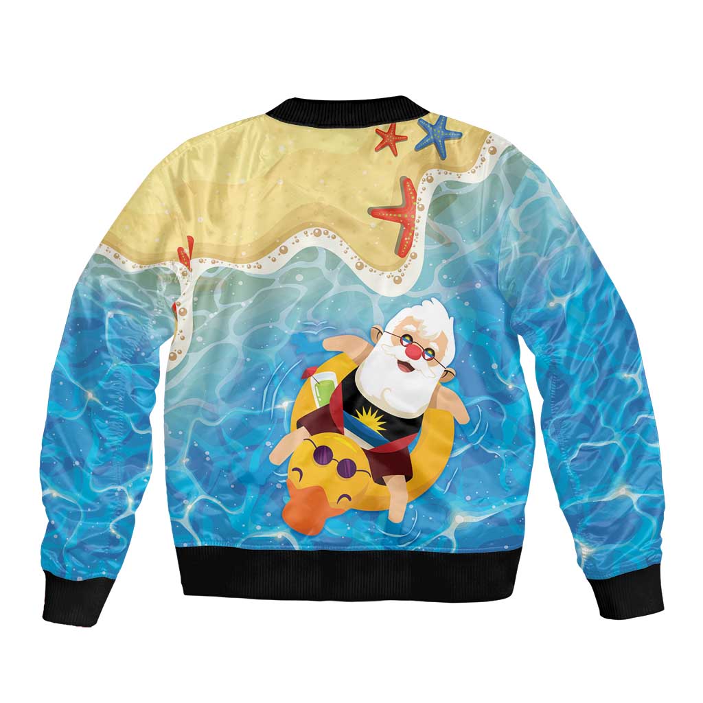 Antigua and Barbuda Christmas Sleeve Zip Bomber Jacket Chilling Santa - Wonder Print Shop