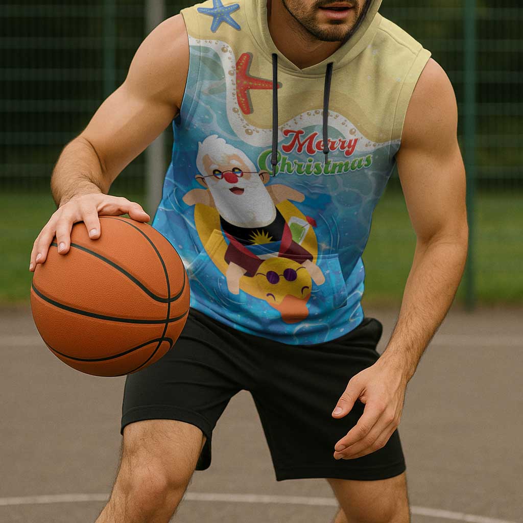 Antigua and Barbuda Christmas Sleeveless Hoodie Chilling Santa - Wonder Print Shop