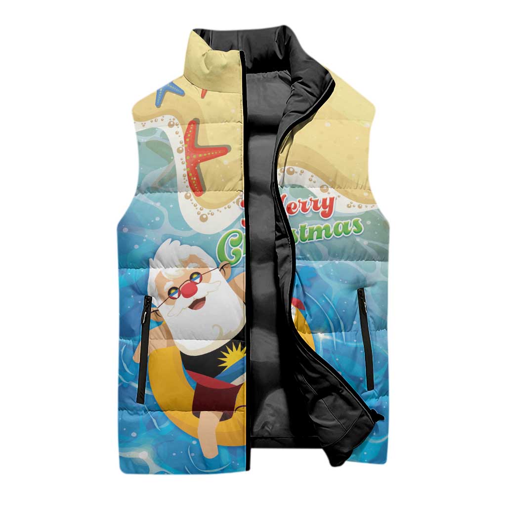Antigua and Barbuda Christmas Sleeveless Puffer Jacket Chilling Santa - Wonder Print Shop